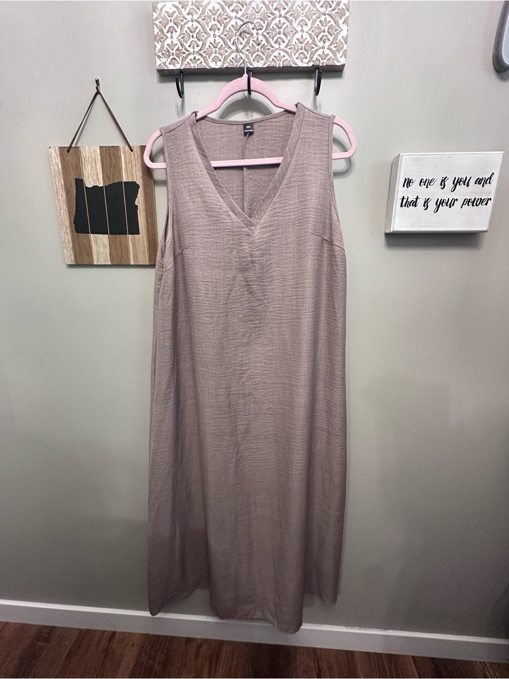Sleeveless V-Neck Women’s Dress in Dusty Taupe